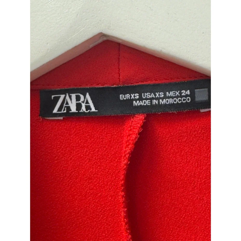 Zara Blazer Romper Womens XS Red Shawl Lapel Long Sleeve Playsuit Chic - Picture 10 of 10